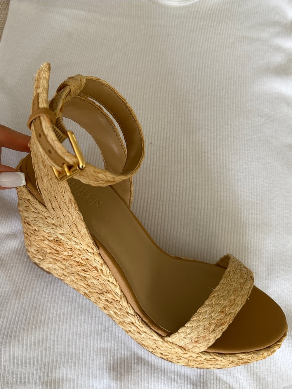 Woven Espadrille Wedge Sandals - Natural